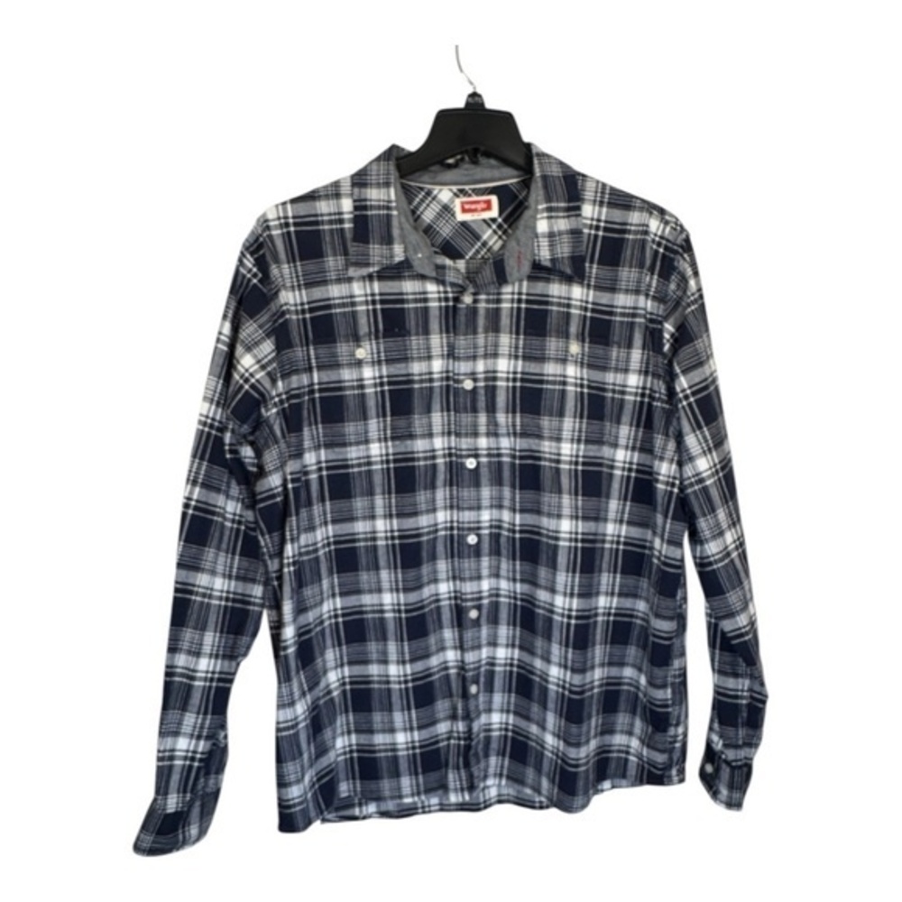 Wrangler Mens Plaid Shirt Size 2XL Blue Long Sleeve Western Lightweight Cowboy